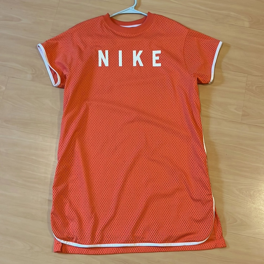 NIKE SPORTSWEAR MESH DRESS Orange Rush Coral Size Medium
